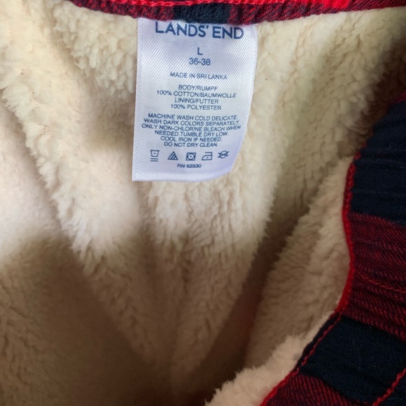 LANDSEND Mens Sherpa Lined Flannel Sleep Pants PJ Pajama Bottoms Warm - Picture 3 of 3